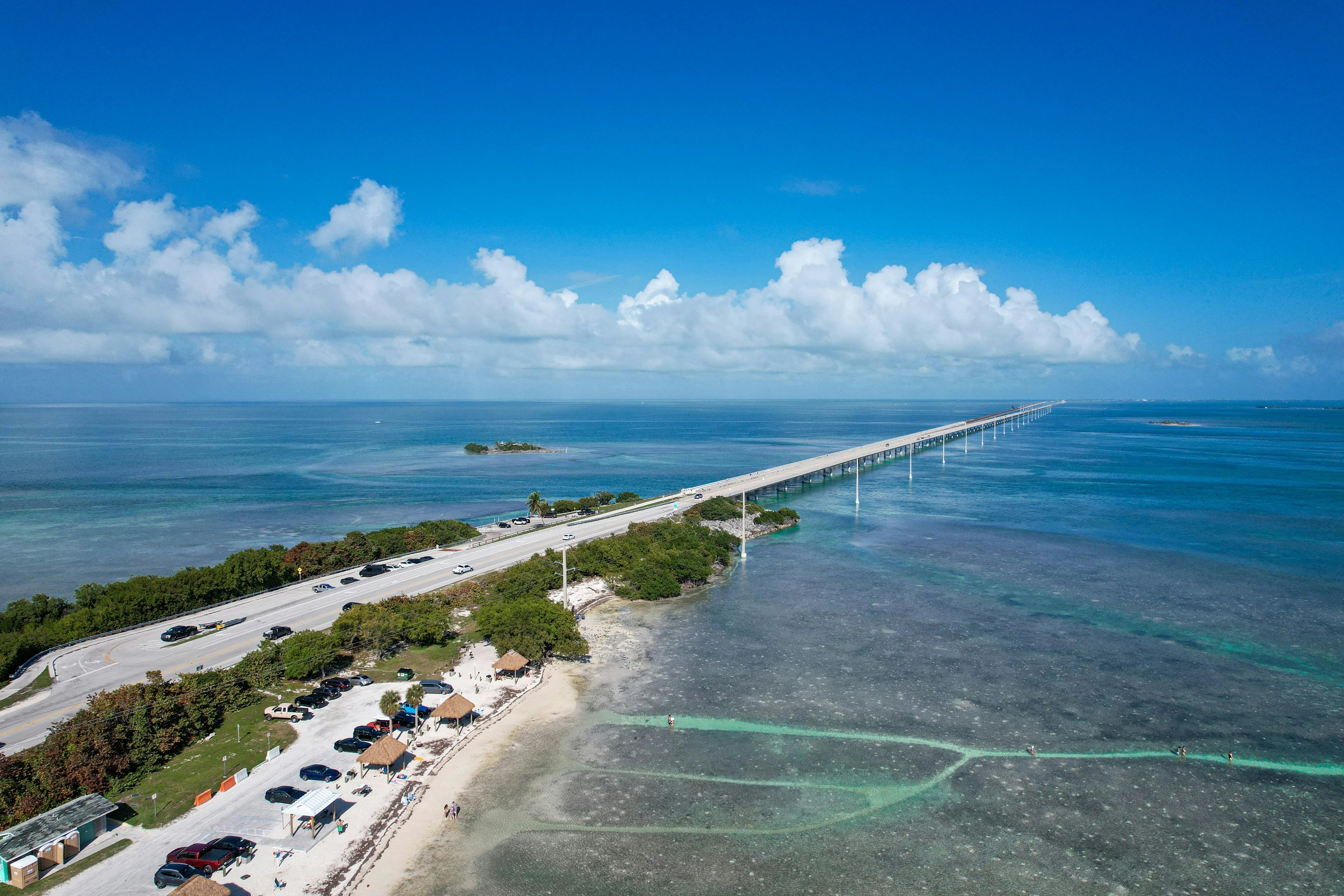 A coastal bridge connecting land across the sea